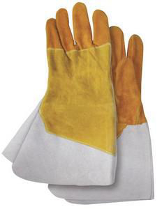 Tan Bob Dale 60-1-1144P-11 Premium Split Leather Deerskin Tag Welder Glove with Left Hand Patch Size 11 